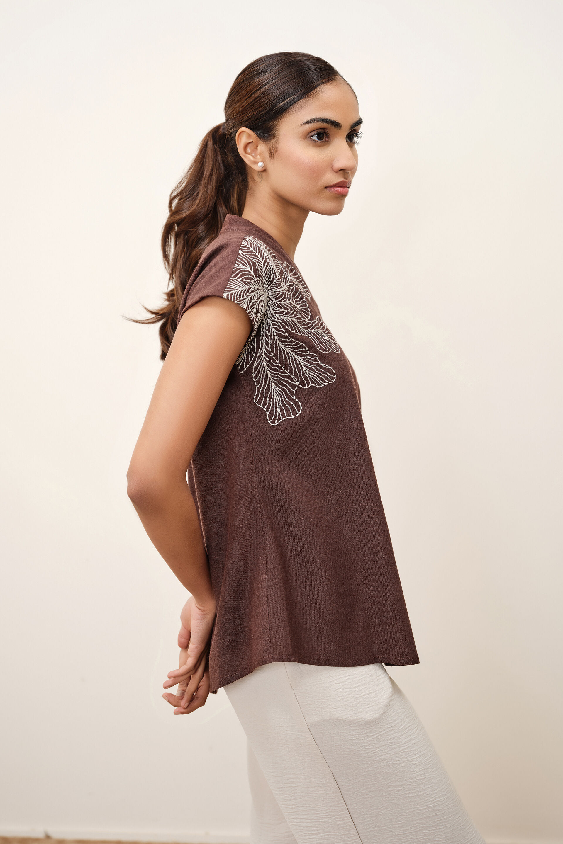 Delmare Brown Top, Brown, image 4
